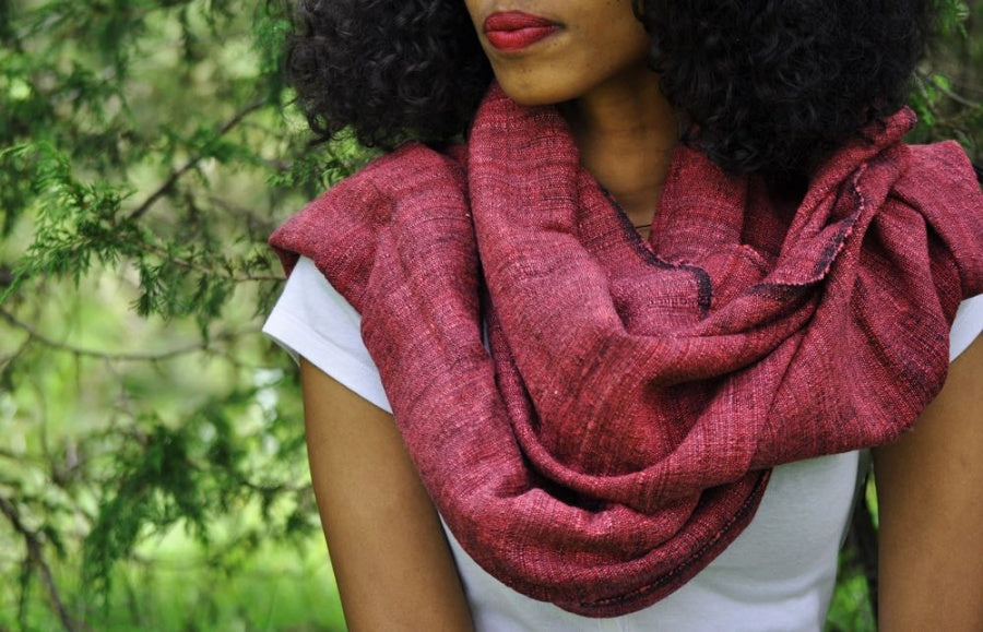 JOIA SJAL I BOMULL OG SILKE - fair trade fra Ethiopia