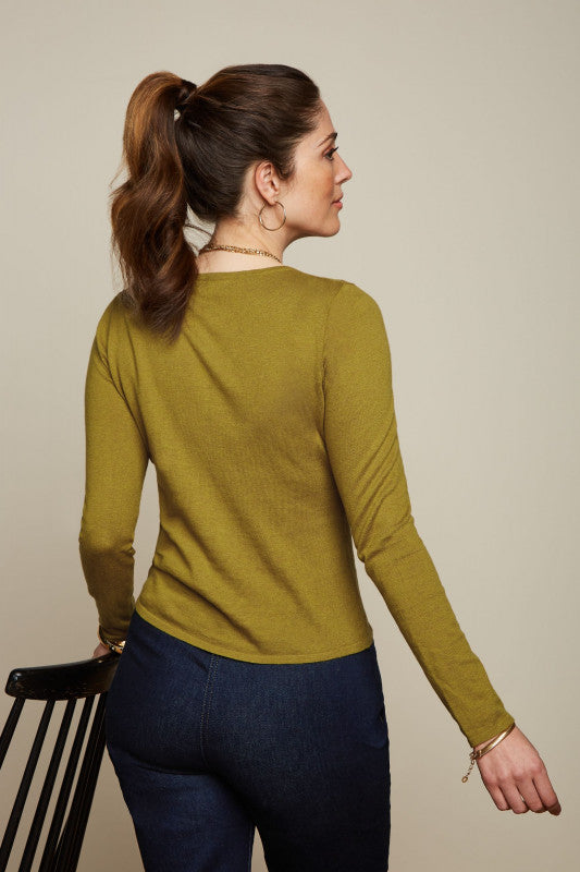 COCOON CARDIGAN RUND HALS CURRY YELLOW fra King Louie