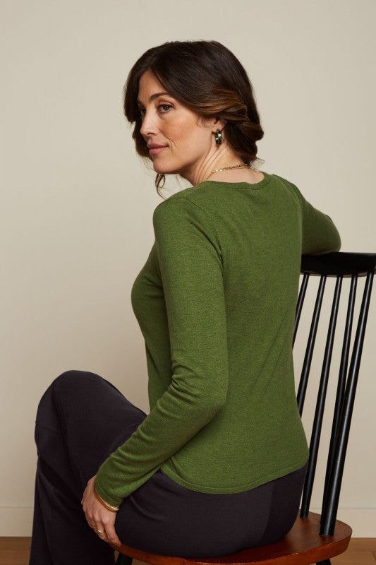 COCOON CARDIGAN RUND HALS POSEY GREEN fra King Louie