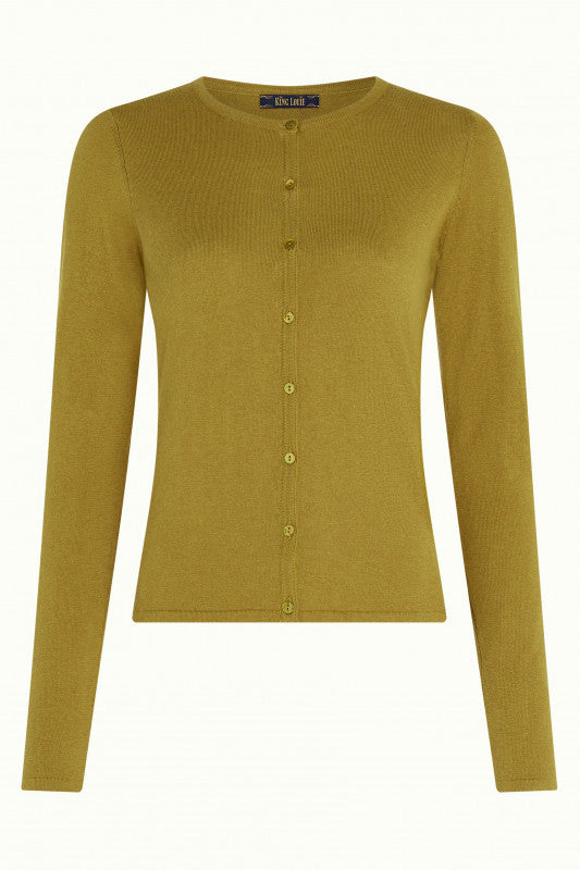 COCOON CARDIGAN RUND HALS CURRY YELLOW fra King Louie