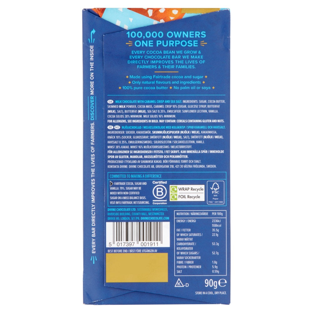 DIVINE MELKE SJOKOLADE MED SALT KARAMELL 90 GRAM