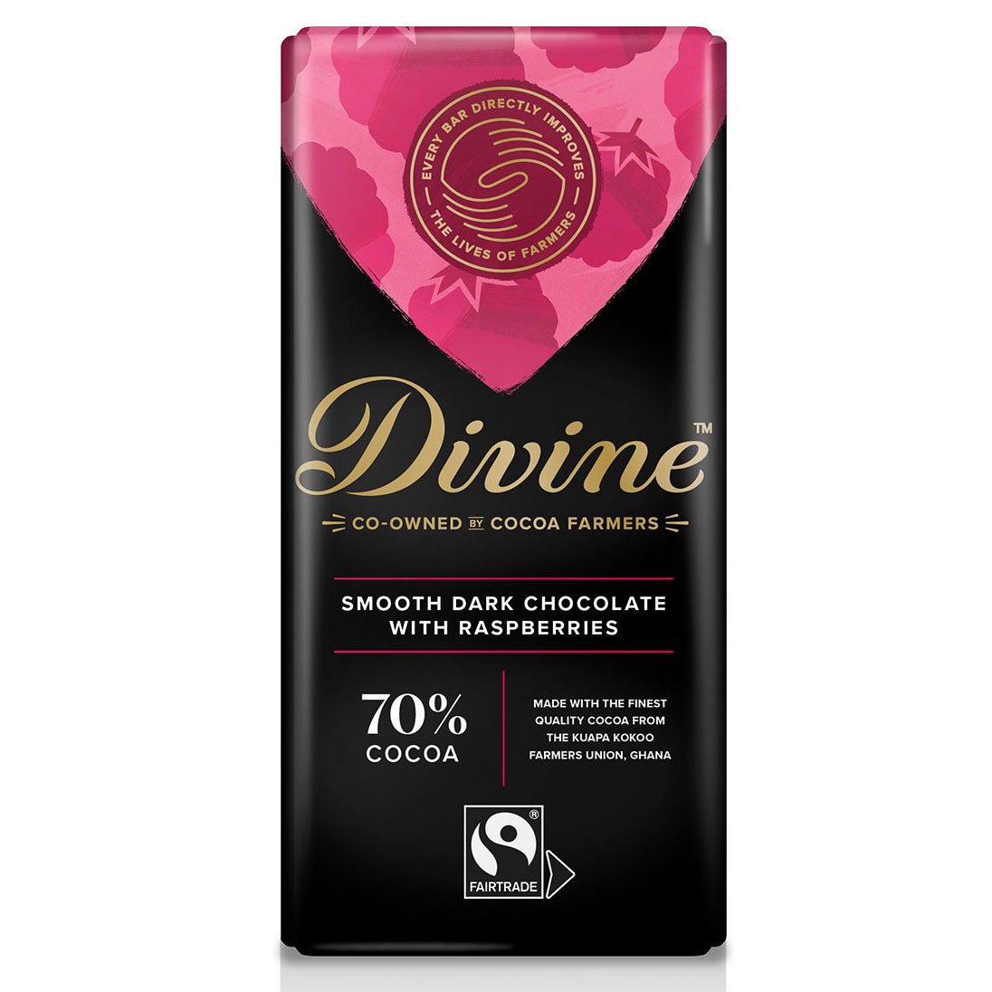 DIVINE MØRK SJOKOLADE MED BRINGEBÆR 90 GRAM