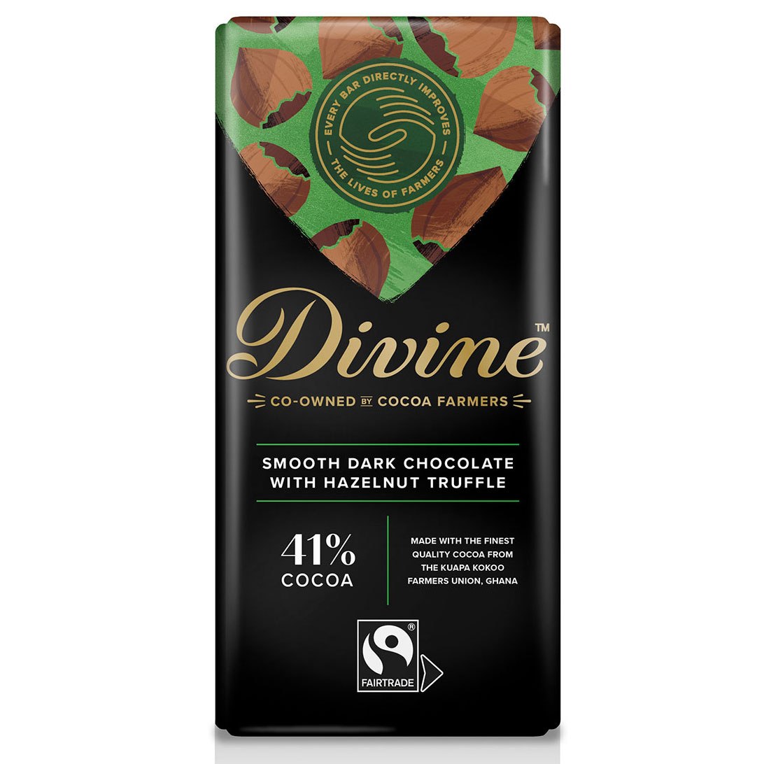 DIVINE DARK CHOCOLATE WITH HAZELNUT TRUFFLE 90 GRAM