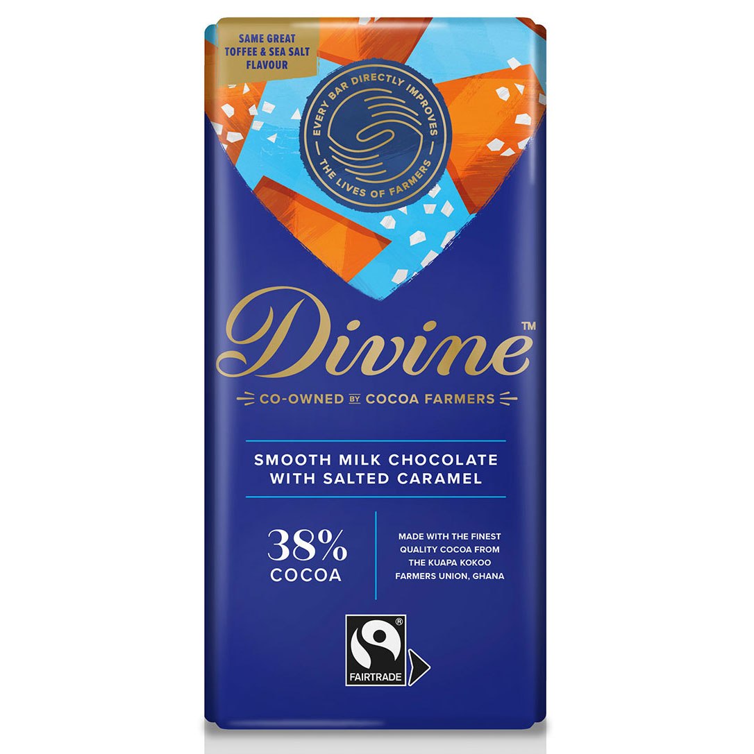 DIVINE MELKE SJOKOLADE MED SALT KARAMELL 90 GRAM