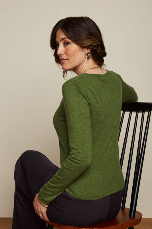 COCOON CARDIGAN RUND HALS POSEY GREEN  fra King Louie