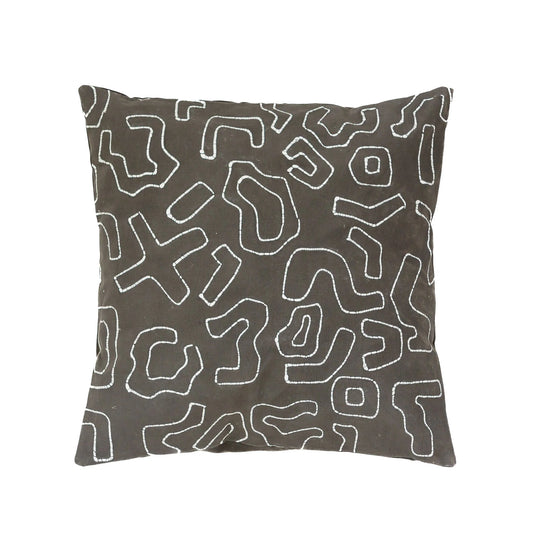 Tribal Textiles Kuba charcoal pute 60 x 60 cm