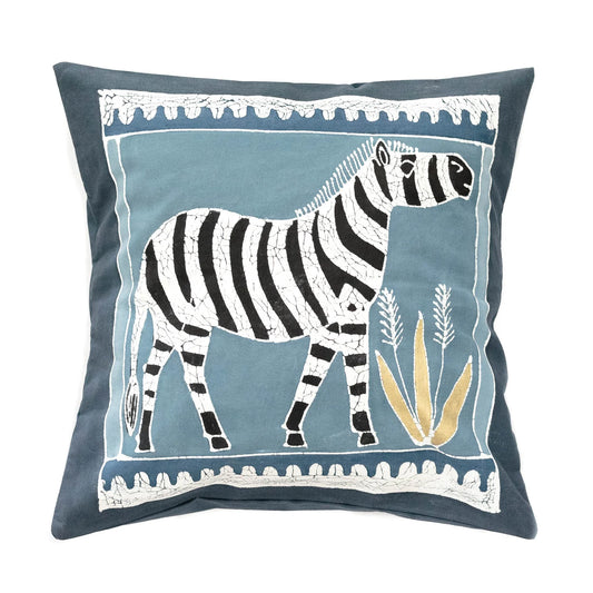 Tribal Textiles Zebra Indigo pute 46 x 46