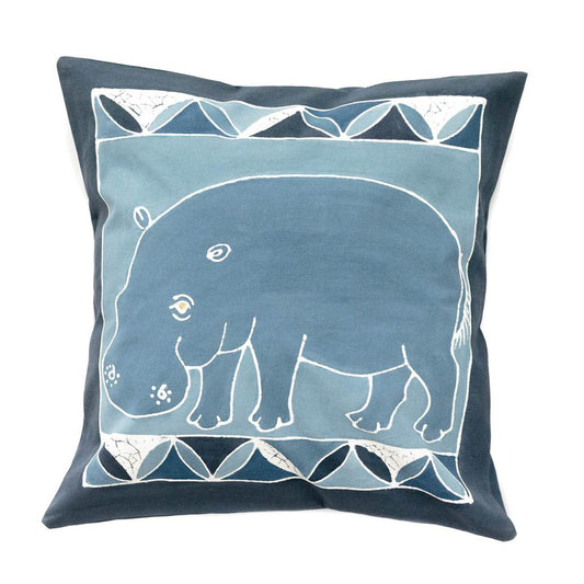 Tribal Textiles Hippo Indigo pute 46 x 46